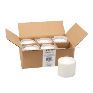 3x3 Unscented White Pillar Candles (Set of 6) (WS)