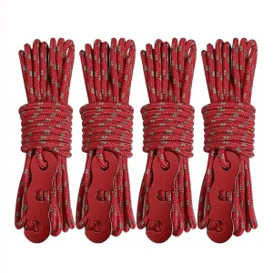 4m x 4 Rolls Outdoor Camping Tent Canopy Wind Rope Luminous Multi-Function Wind Rope Buckle Tent Fixed Rope(S Buckle-Red)