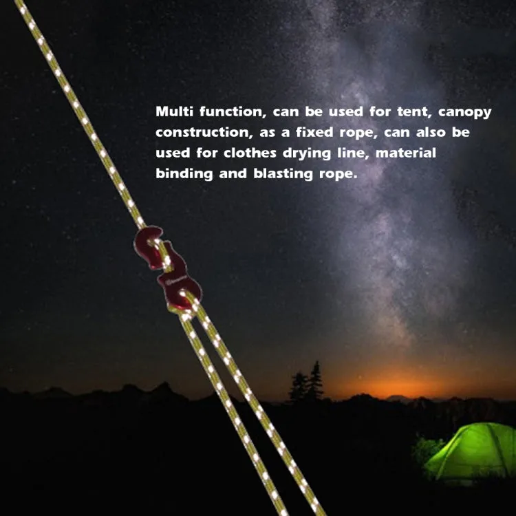 4m x 4 Rolls Outdoor Camping Tent Canopy Wind Rope Luminous Multi-Function Wind Rope Buckle Tent Fixed Rope(S Buckle-Red)