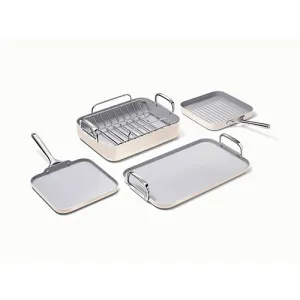 5pc Square Cookware Set, Cream