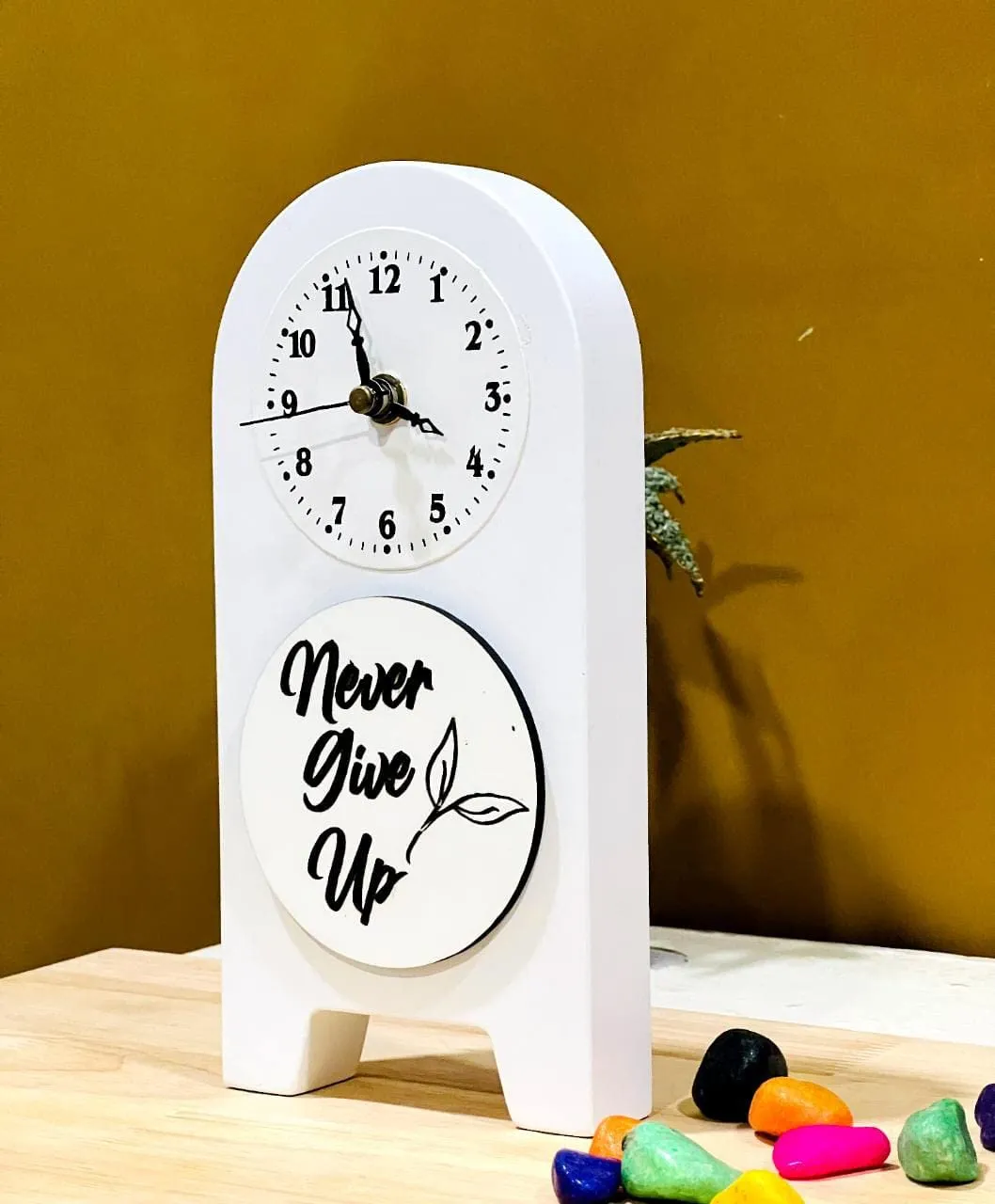 Angira handicrafts Wooden Table Clock for Home/Office Decor Table/Desk Clock AHS-TC09