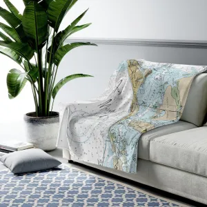 Anna Maria Island Nautical Map Velveteen Plush Blanket