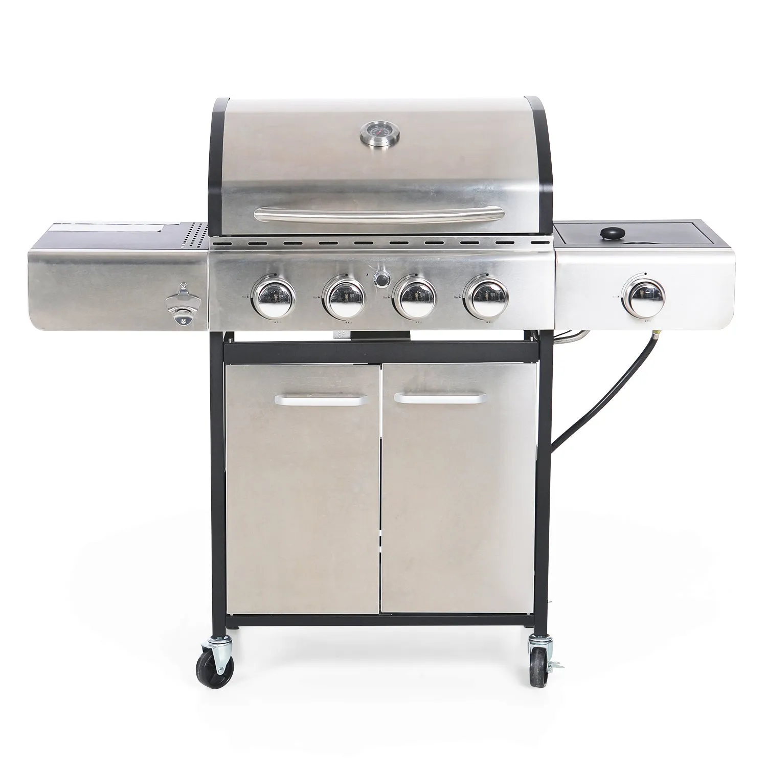 Captiva Designs Patio Outdoor Portable Propane BBQ Gas Grill with 4 * 8000 BTU Grilling Burners and 10,000 Side Burner