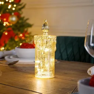 Champagne LED Glass Candle Ornament - 21cm