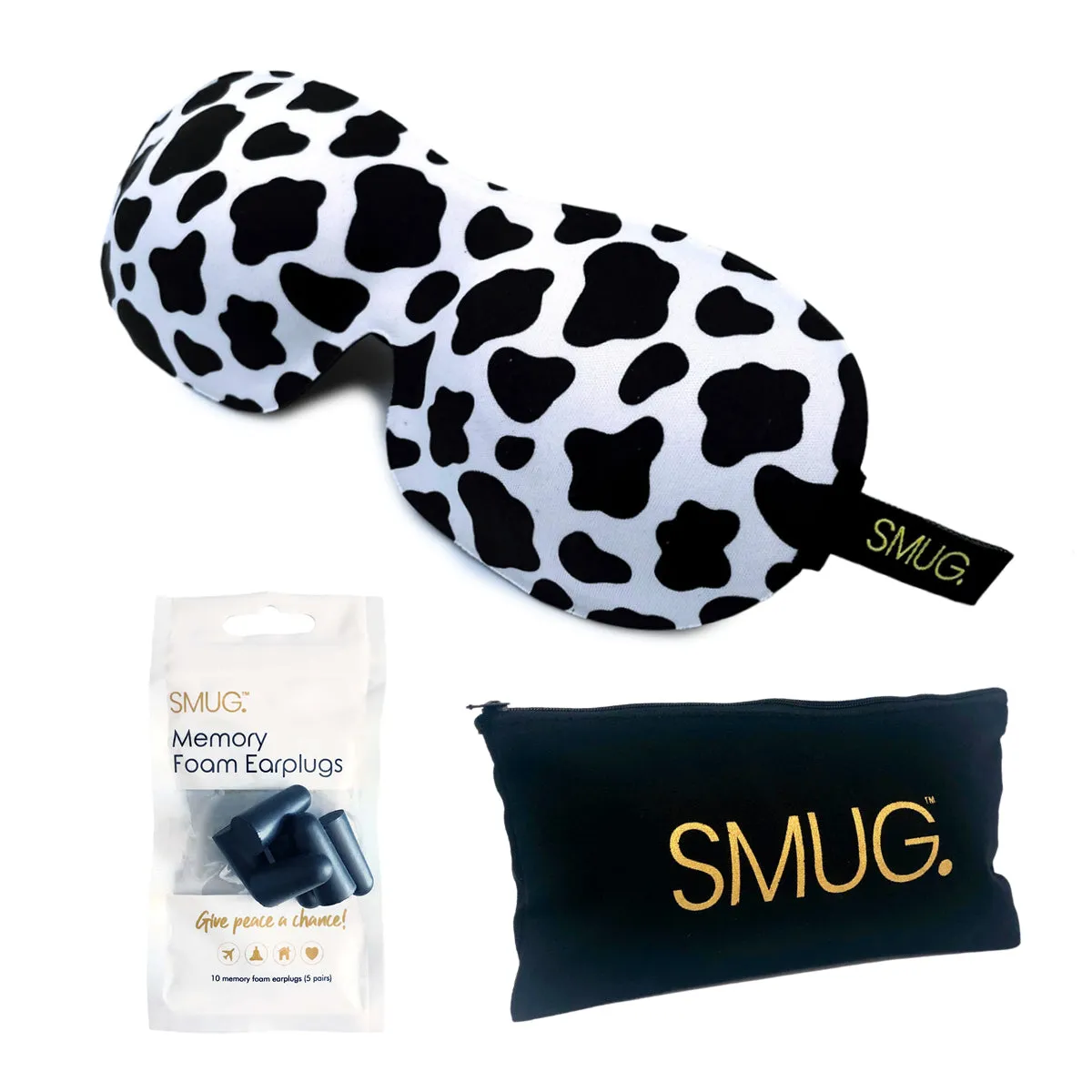 Contoured 3D Blackout Sleep Mask - Cow Print