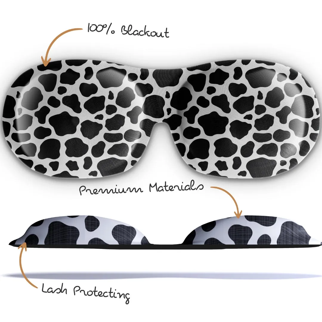 Contoured 3D Blackout Sleep Mask - Cow Print