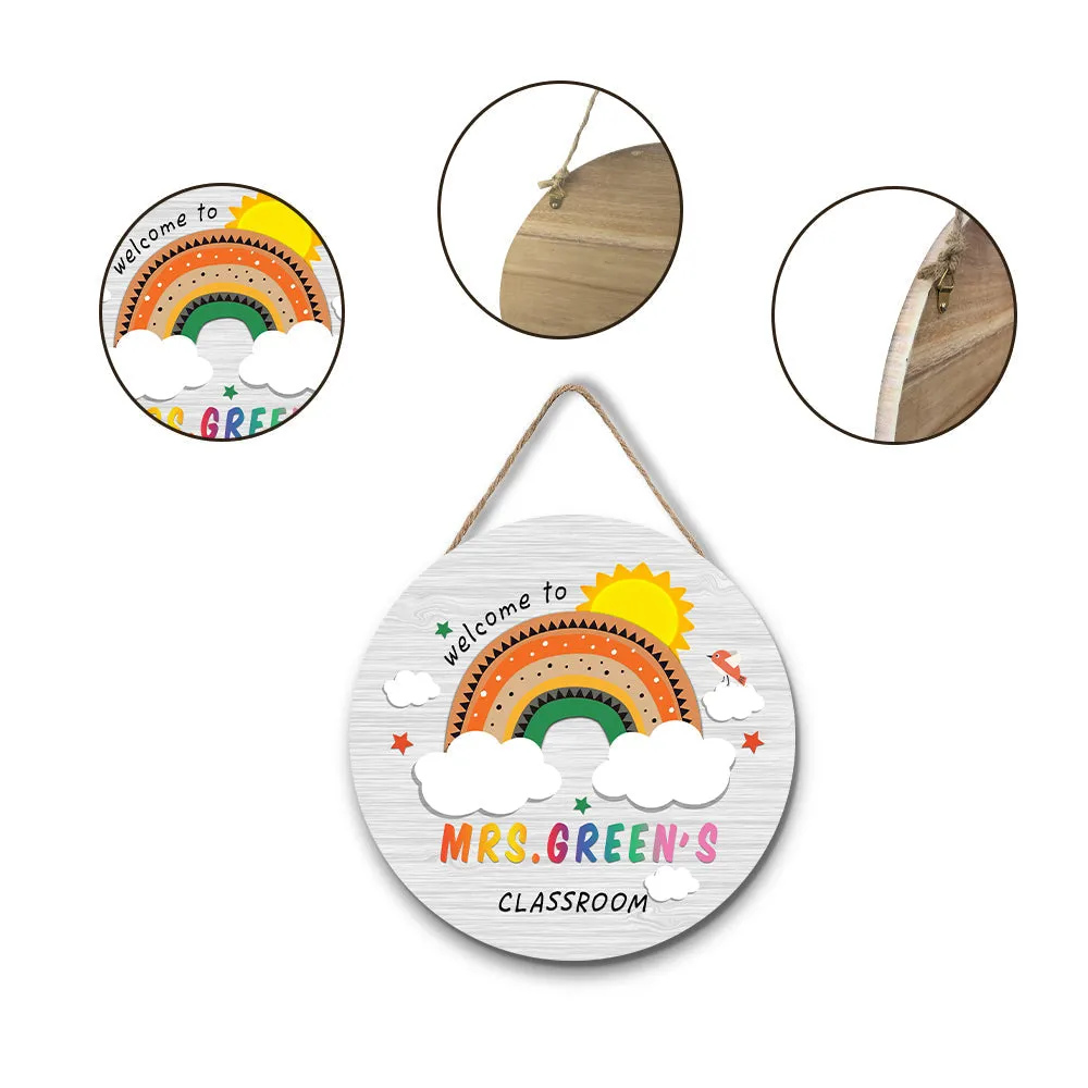 Custom Rainbow Cute Teacher Door Sign, Welcome Sign Gift for Teacher