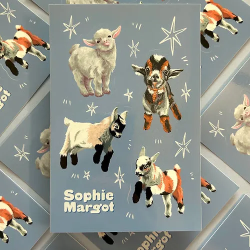 Cute Baby Goat STICKER SHEET by @SophieMargotArt