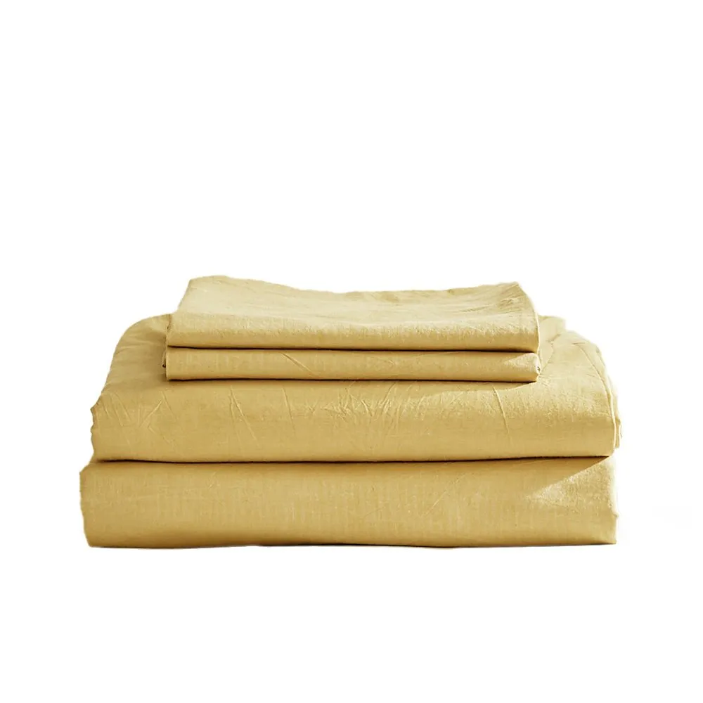 Deluxe Sheet Set Bed Sheets Set Single Flat Cover Pillow Case Yellow Essential