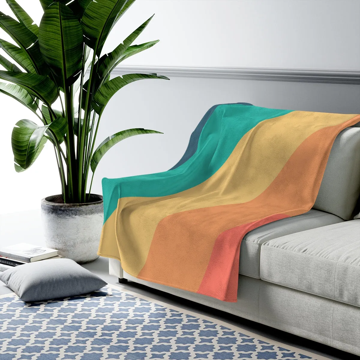 Diagonal Stripes Plush Blanket Throw