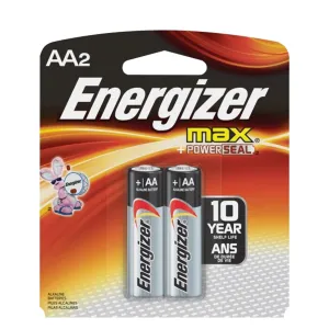 Energizer E91BP-2 AA Size Alkaline General Purpose Battery, AA - Alkaline - 1.5 V DC - 24-2 Packs (48 Batteries Total)