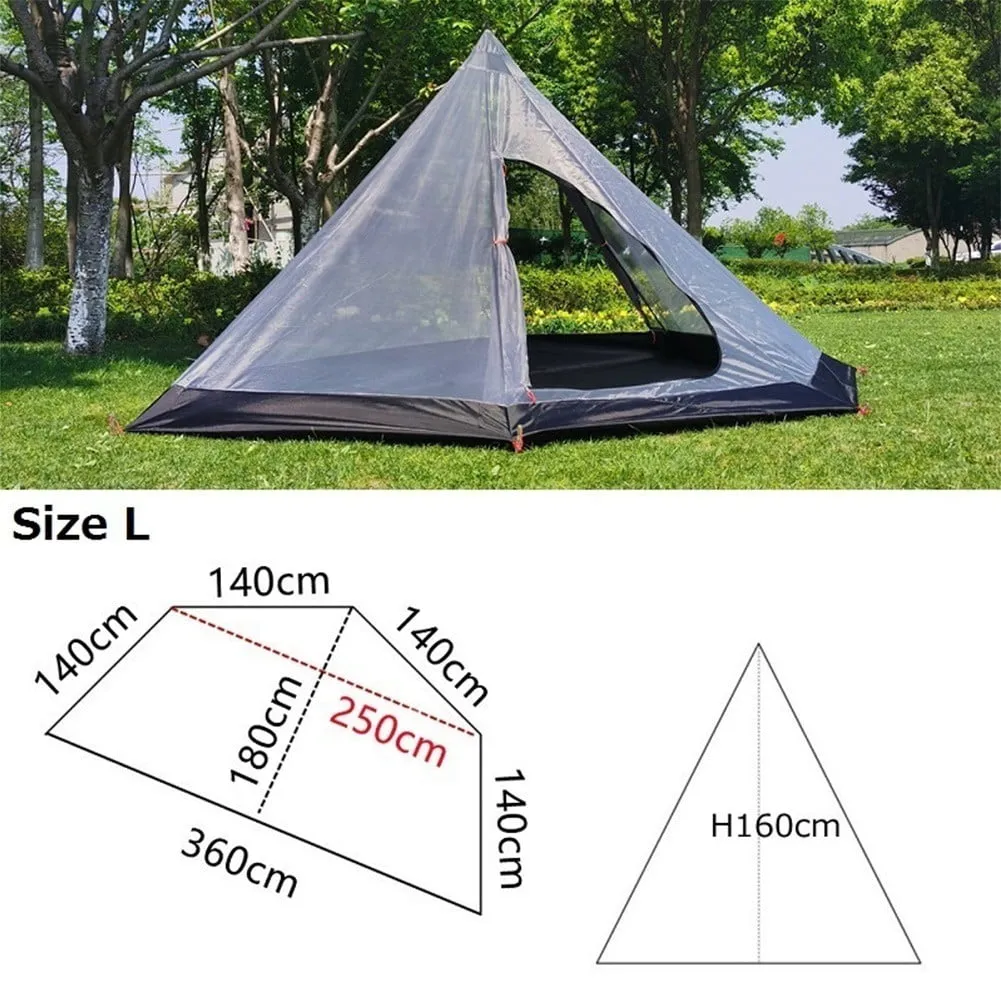 everyday 4 Seasons Camping Inner Tent Rodless Ultralight Pyramid Tentâs Inner Tent 1-3 Person Portable Winter Camping Tent's Inner Teepee M