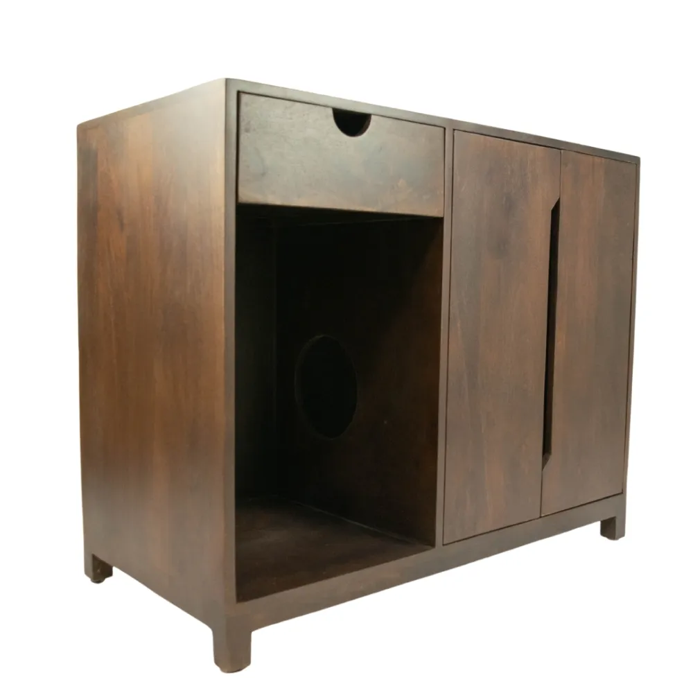 FurryLiving Paco Litter Cabinet for Cats (Dark Brown)