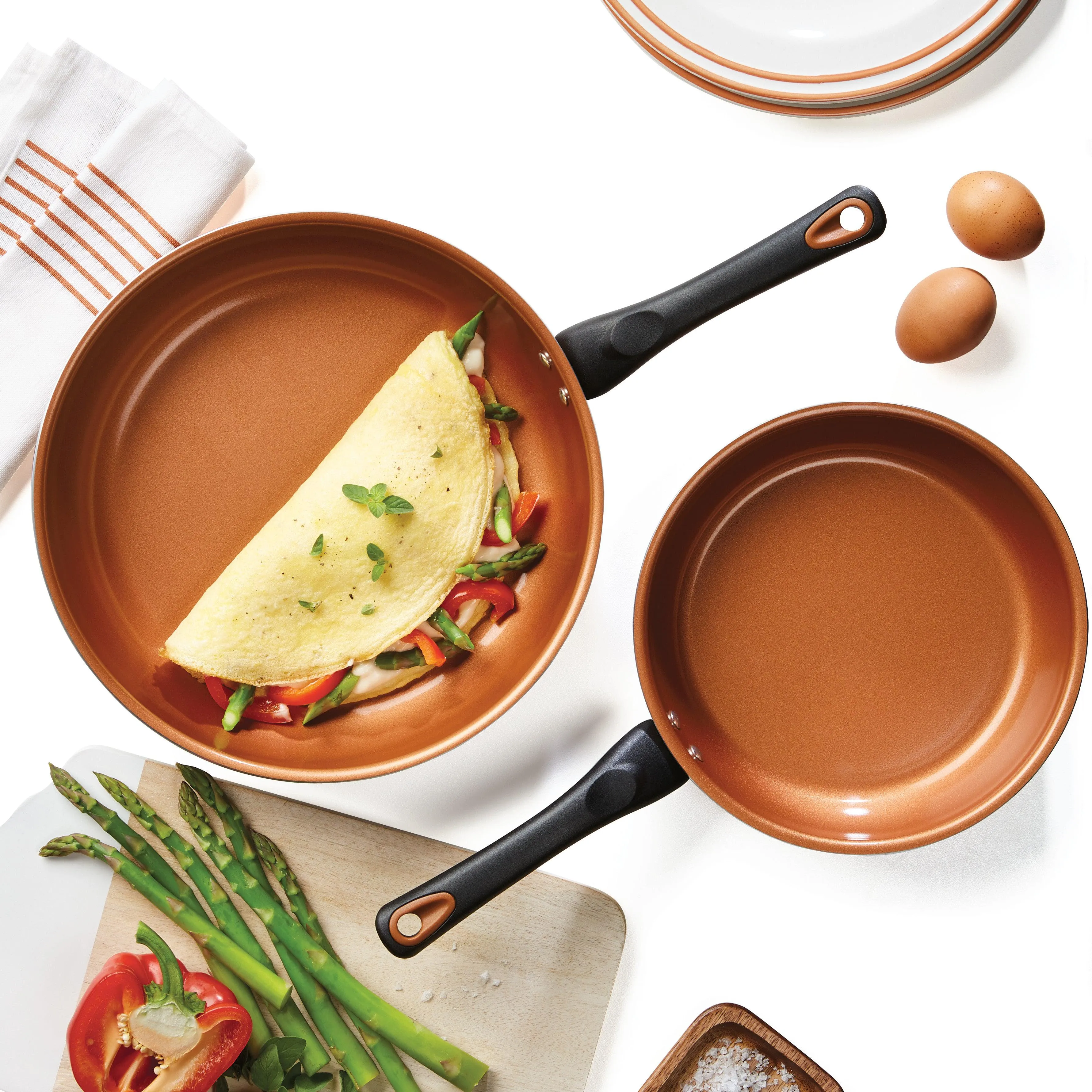 Glide Copper Ceramic 9.25" & 11.25" Nonstick Frying Pan Set