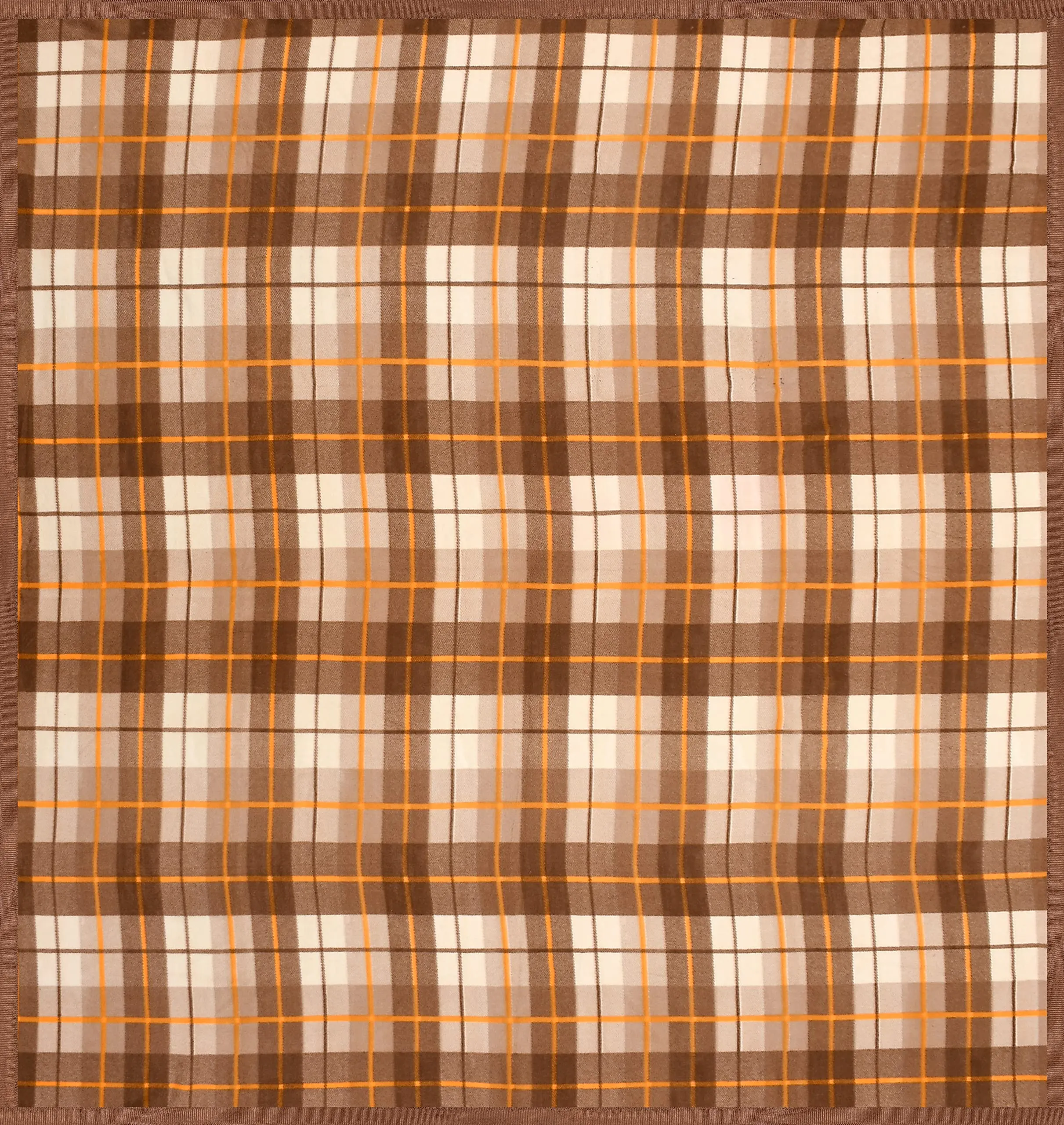 Goyal's ® Check Fleece AC Blanket (Microfibre, Multicolor, Size- 60x90 in) - Brown & Off White