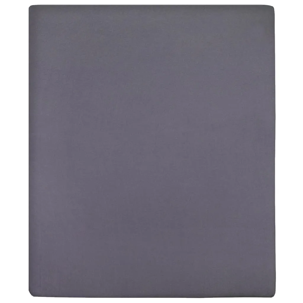 Jersey Fitted Sheets 2 pcs Anthracite 180x200 cm Cotton