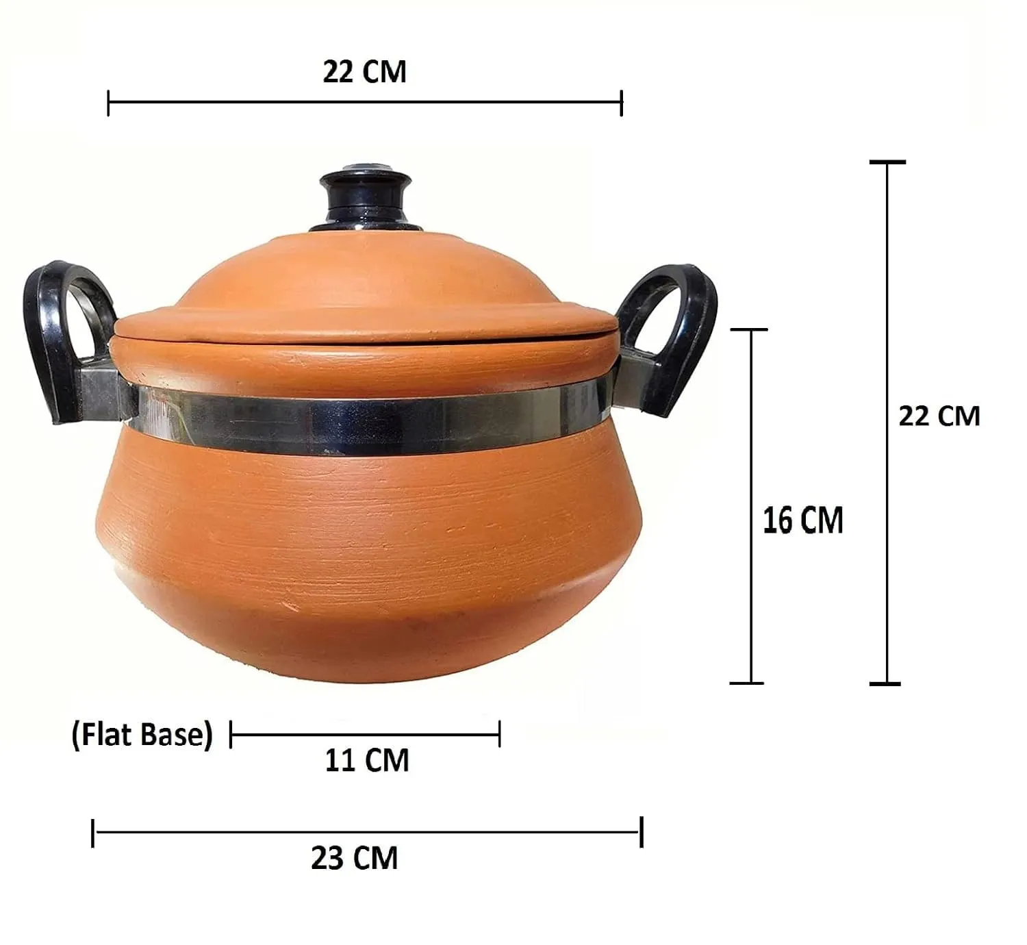 KSI Handi for Cooking and Serving with Lid Serving Bowl Wooden Spatula Combo Clay Pot Terracotta Handmade Mud Mitti Ke Bartan Pot Uncoated Pottery Storage Earthen India 3.5 Litre Lightweight & Durable