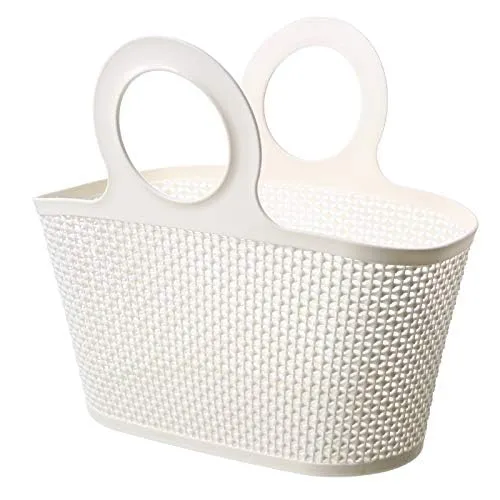 Kuber Industries High-Capicity Shopping Basket with Handle-Pack of 2 (White)