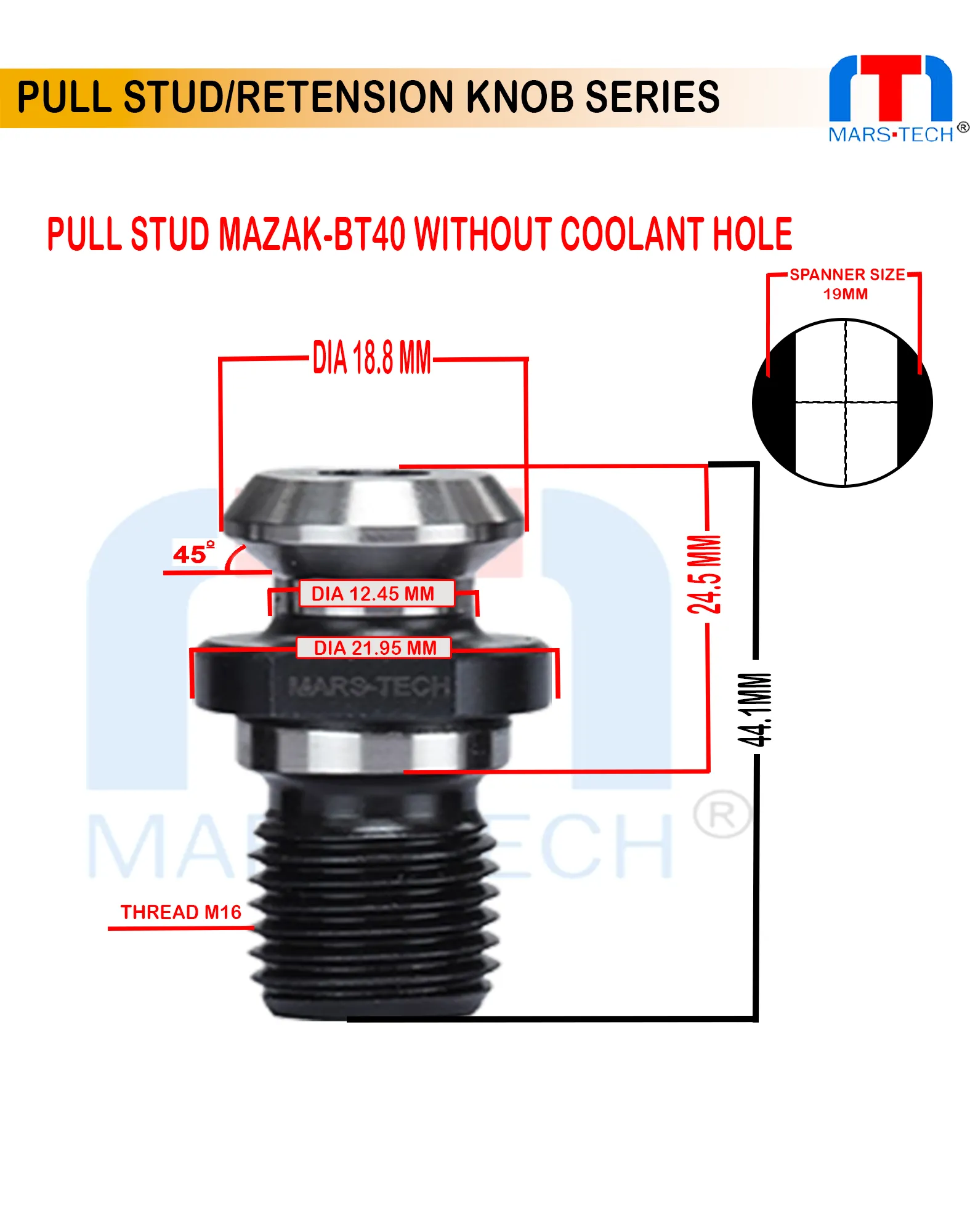 MAZAK BT40 Pull Stud With Hole And Without Hole