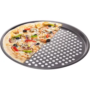 Nonstick Coating Carbon Steel Pizza Baking Pan - Crisper with Holes, 13"