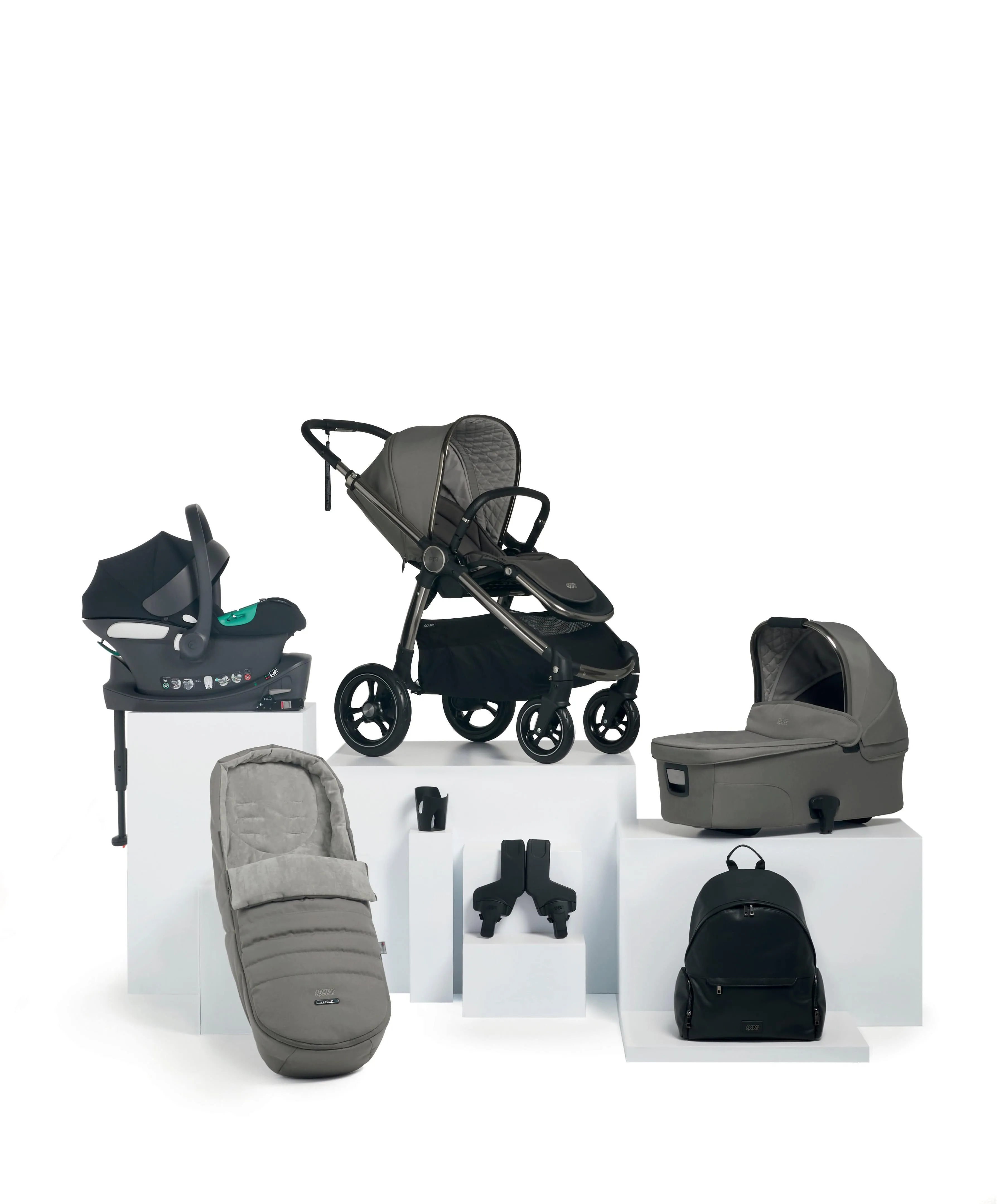 Ocarro Pushchair Complete Bundle with Cybex Aton B2 Car Seat & Base (7 Pieces) - Mercury