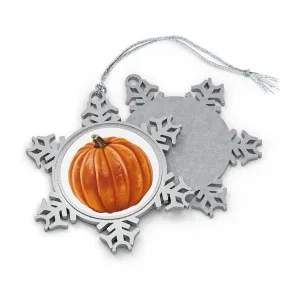 Pumpkin Pewter Snowflake Ornament