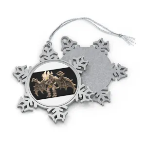 Rock Creature Pewter Snowflake Ornament