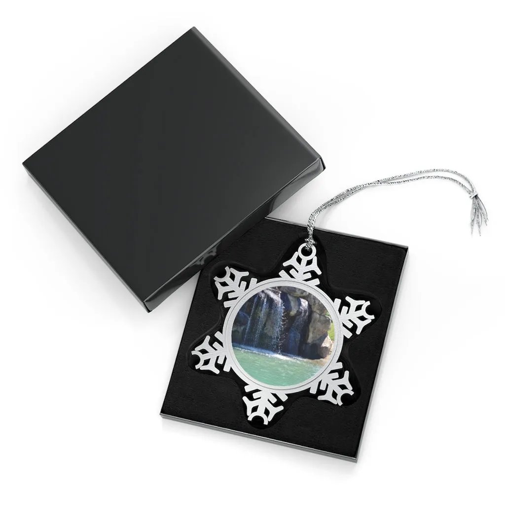 Rock Waterfall Pewter Snowflake Ornament