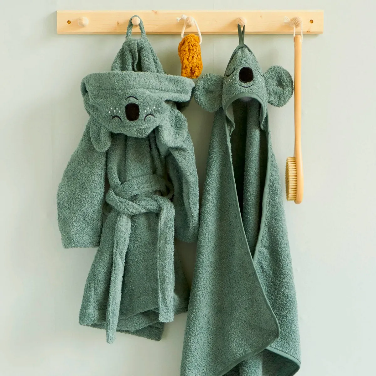 Roommate Kids Grey Organic Hooded Towel - Koala