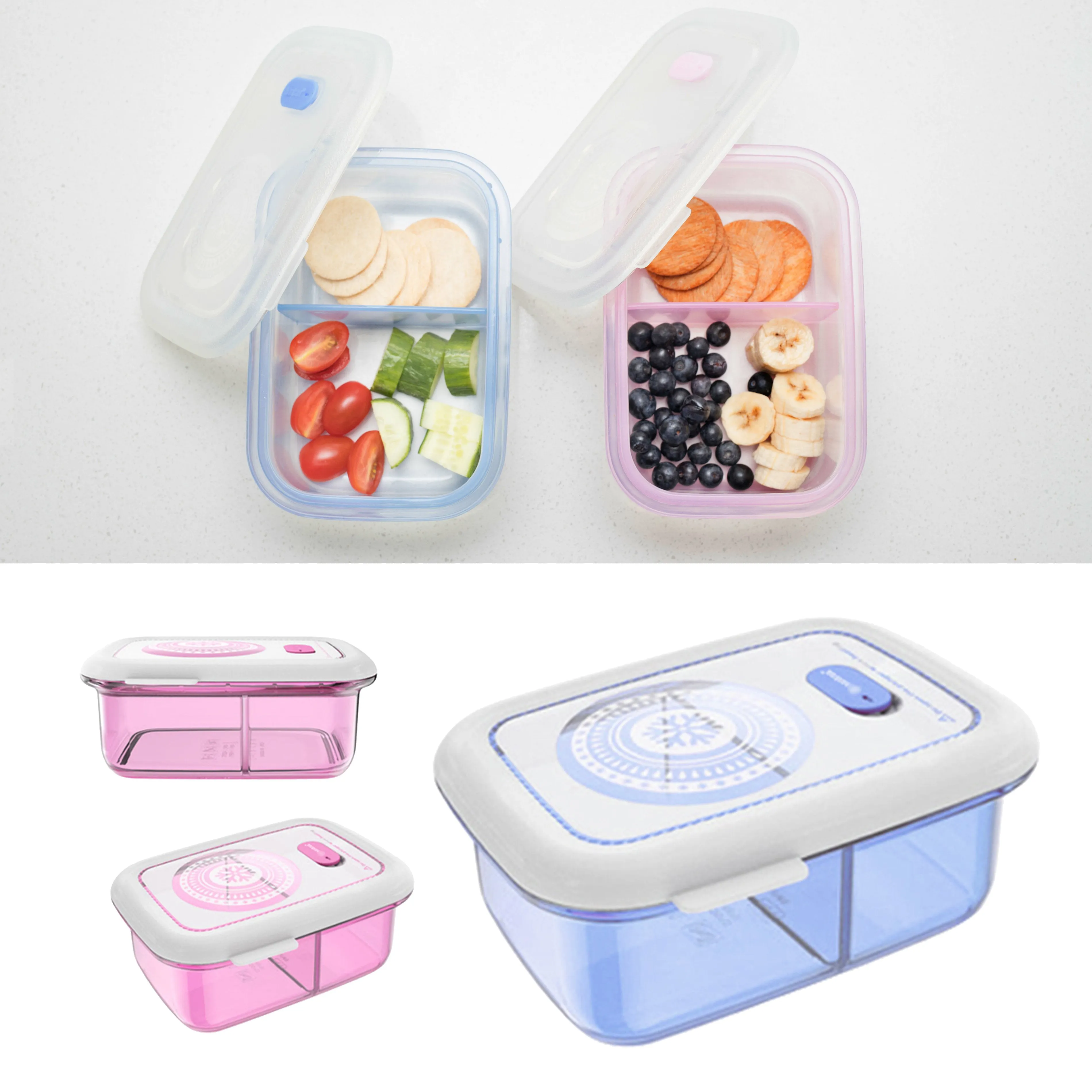 Silicone Leak Proof Food Container - 2 Compartment Lunchbox (900ml)