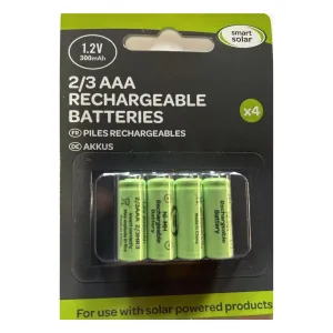 Smart Solar 4pk 1.2V 2/3AAA Ni-MH 300mAh Rechargeable Battery