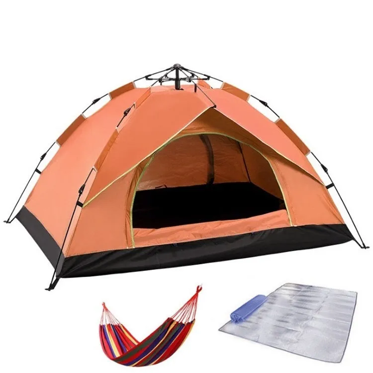 TC-014 Outdoor Beach Travel Camping Automatic Spring Multi-Person Tent For 3-4 People(Orange Mat Hammock)