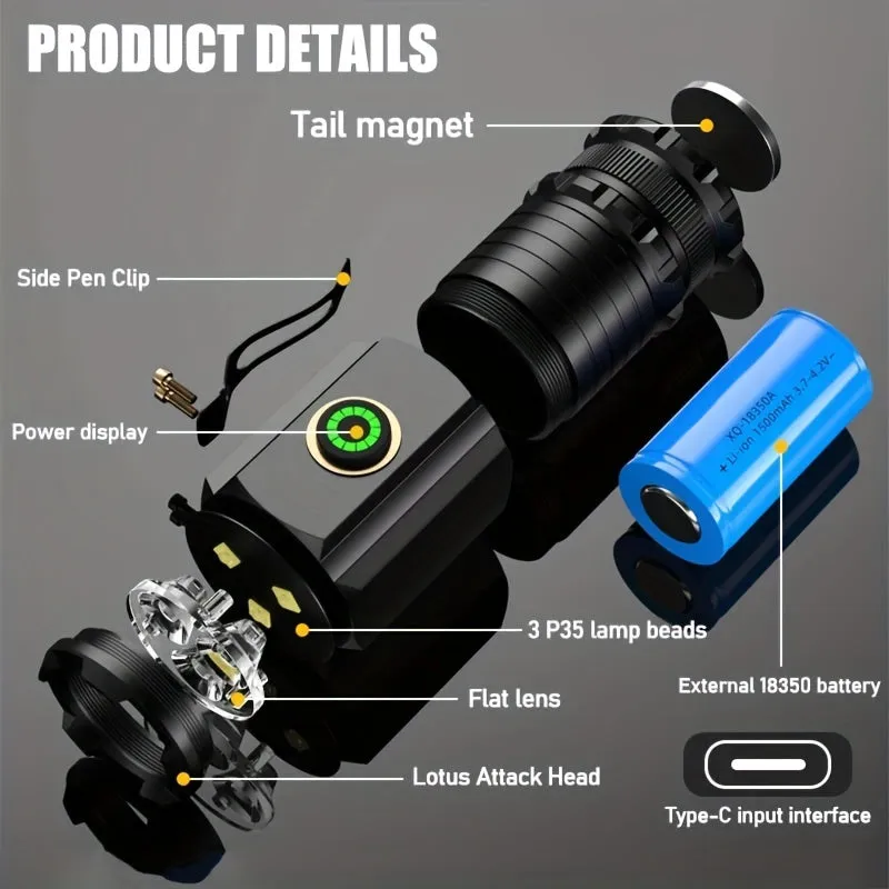 USB Rechargeable LED Flashlight Powerful Lightweight Waterproof 5 Modes