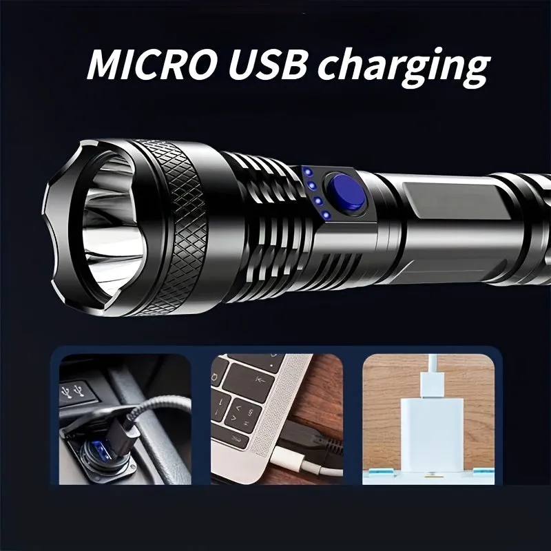 USB Rechargeable Outdoor LED Flashlight for Self Defense and Camping