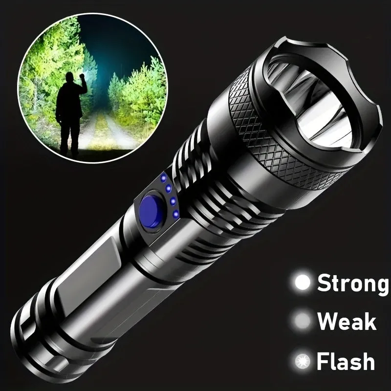 USB Rechargeable Outdoor LED Flashlight for Self Defense and Camping