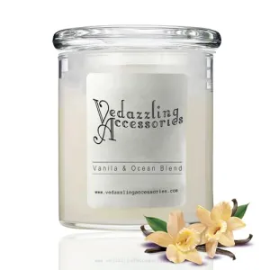 Vedazzling Accessories Vanilla and Ocean Blend Soy Wax Candle - Wick, Handpoured in NYC, 50 Hours Burn Time, Paraffin-Free, Eco-Friendly