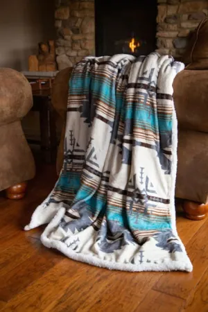 Wrangler Lone Mountain Sherpa Throw Blanket