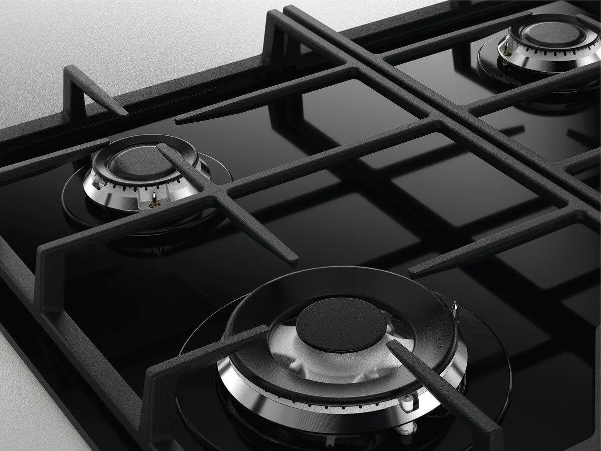 Zanussi ZGGN645K 4 Burner Gas Hob, Black on Glass